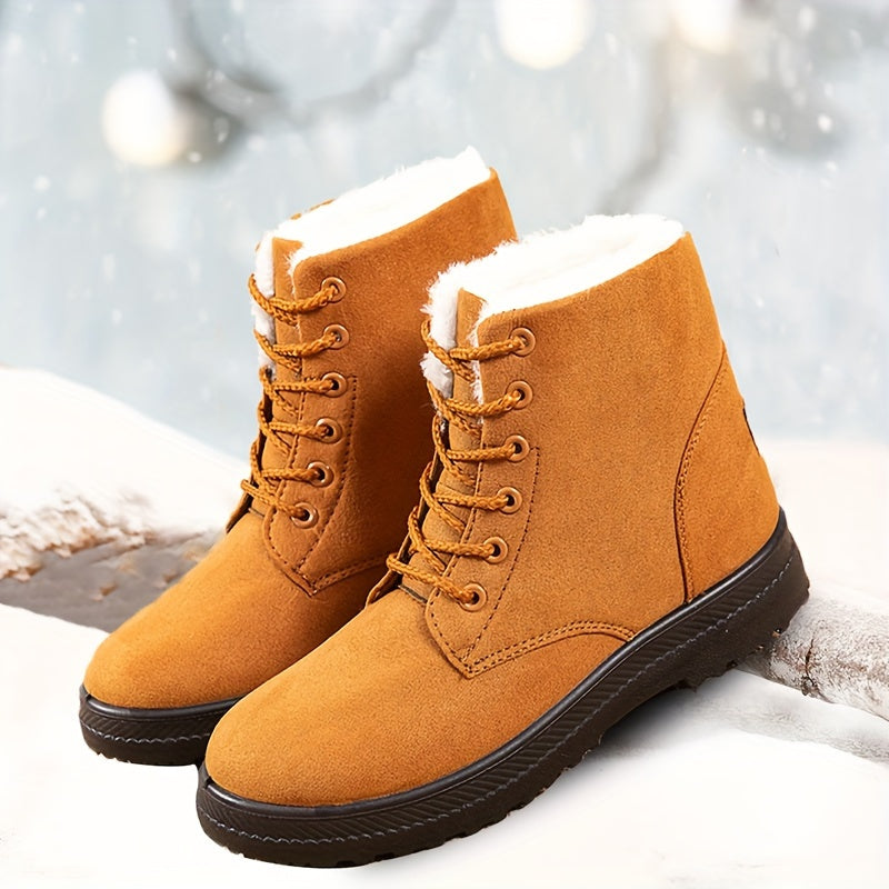 Women'S Plus Size Winter Boots - Warm Lined, Short, Round Toe, PU Sole, Warm & Stylish Outdoor Boots for Cold Weather, Winter Boots|Faux Fur Lined Boots|Sturdy Construction, Winter Boots